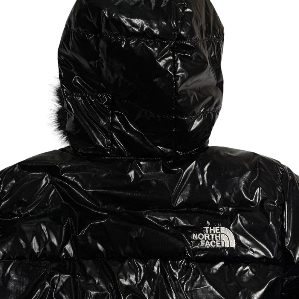 The North Face 600 Down Jacket Girls XXL 18/20 Shiny Black Fur Hood Puffer Youth